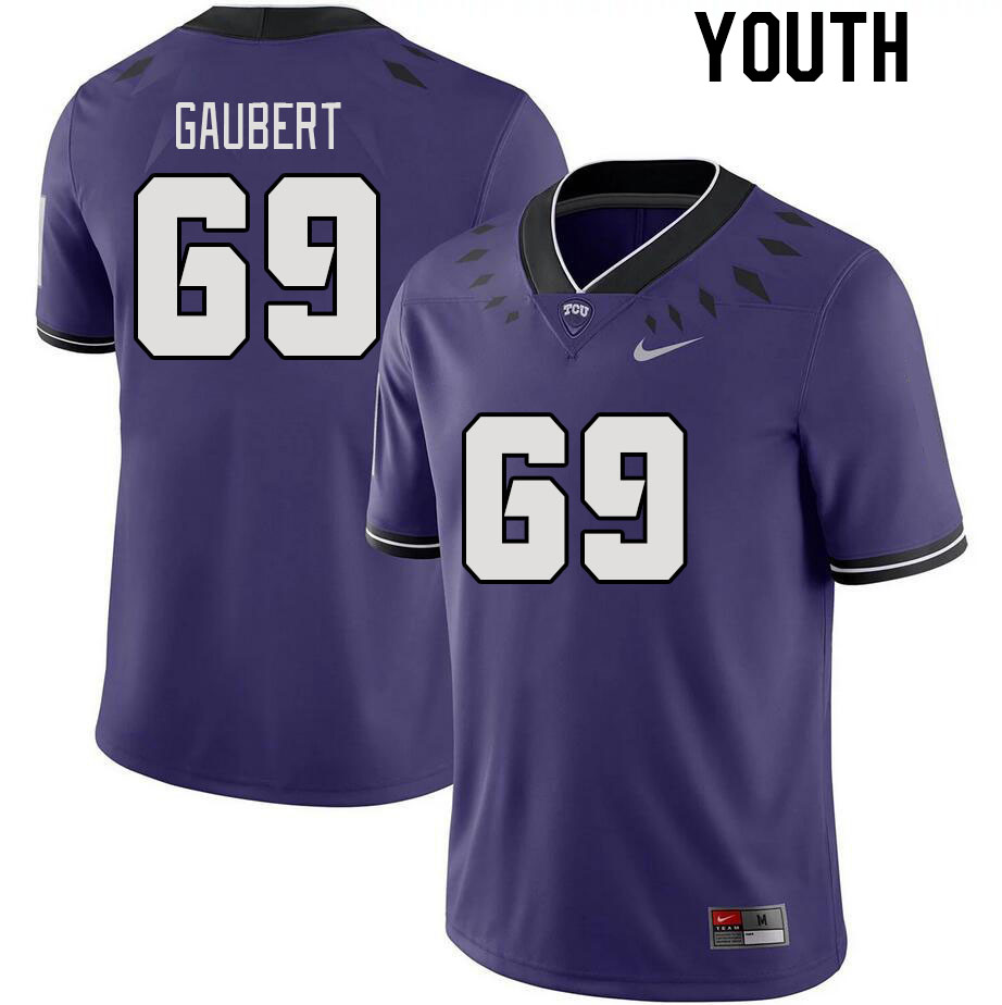 Youth #69 Gannon Gaubert TCU Horned Frogs 2023 College Footbal Jerseys Stitched-Purple